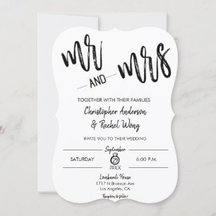 Minimalistisch Manuscript Mr en Mrs Wedding Kaart