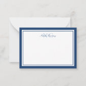 Minimalistisch Manuscript Navy Blue Two Border Mon Notitiekaartje (Voorkant)