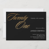 Minimalistisch Manuscript Zwart en Goud 21st Dag Kaart (Voorkant)