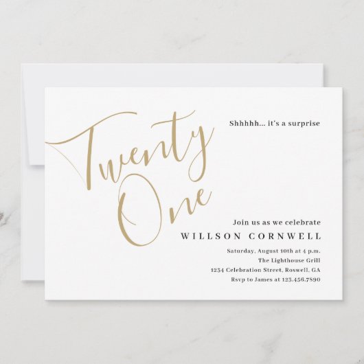 Minimalistisch Manuscript Zwart en Goud 21st Dag Kaart (Voorkant)