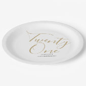 Minimalistisch Manuscript Zwart en Goud 21st Dag Papieren Bordje (Gekanteld)