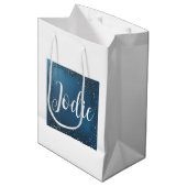 Minimalistisch marien blauw en wit medium cadeauzakje (Voorkant Gekanteld)