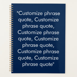 Minimalistisch marineblauw en wit aangepaste tekst planner