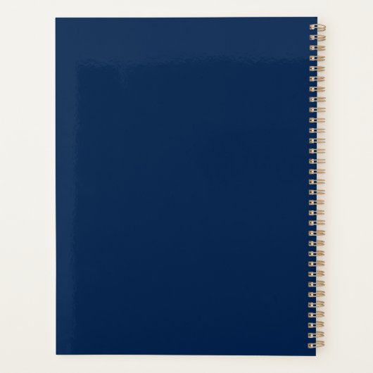 Minimalistisch marineblauw en wit aangepaste tekst planner (Achterkant)