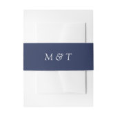 Minimalistisch marineblauw met witte monogrammen b uitnodigingen wikkel (Voorkant Voorbeeld)