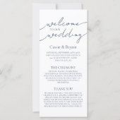 Minimalistisch marineblauw script modern trouwprog (Voorkant)