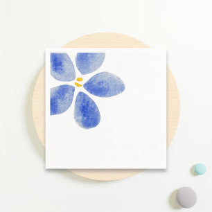 Minimalistisch marineblauw Waterverf bloemen Servet