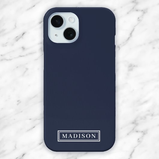 Minimalistisch marineblauw wit gepersonaliseerde n Case-Mate iPhone case
