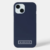 Minimalistisch marineblauw wit gepersonaliseerde n Case-Mate iPhone case (Achterkant)