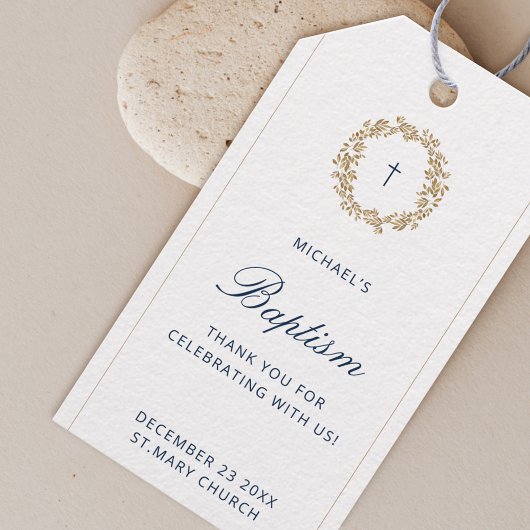 Minimalistisch marionet babyjongen cadeaulabel