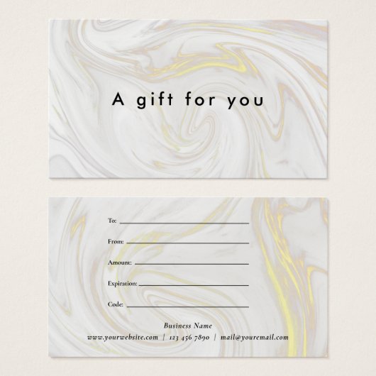 Minimalistisch Marmeren Zakelijk Cadeaubewijs Visitekaartje (Voorkant /achterkant)