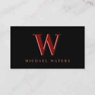 Minimalistisch maroon monogram Logo ingegraveerd e Visitekaartje
