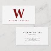 Minimalistisch maroon monogram Logo ingegraveerd e Visitekaartje (Voorkant / Achterkant)