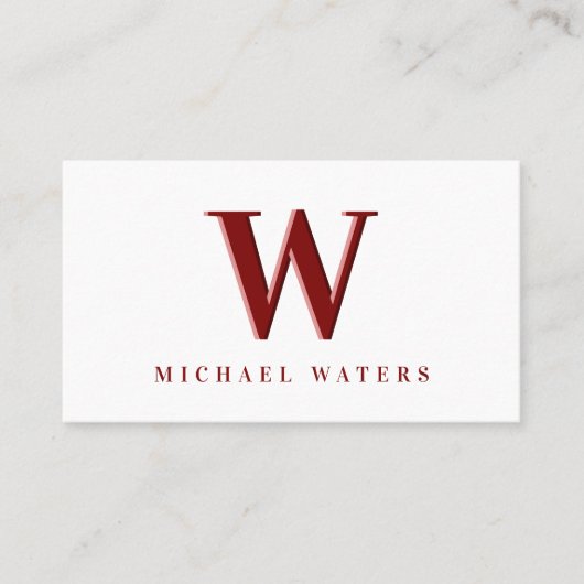 Minimalistisch maroon monogram Logo ingegraveerd e Visitekaartje (Voorkant)