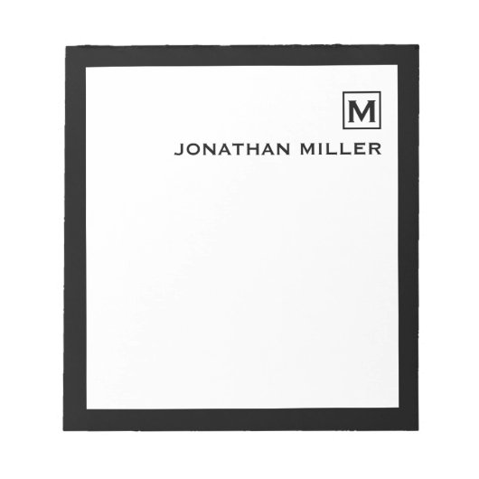 Minimalistisch Masculinair Initiaal en naam Notitieblok (Voorkant)
