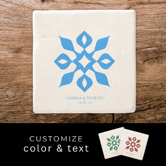 Minimalistisch Mediterraans Huwelijksjubileum Cade Stenen Onderzetter