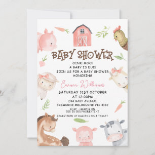 Minimalistisch Meisjes Boerderij Theme Baby shower Kaart