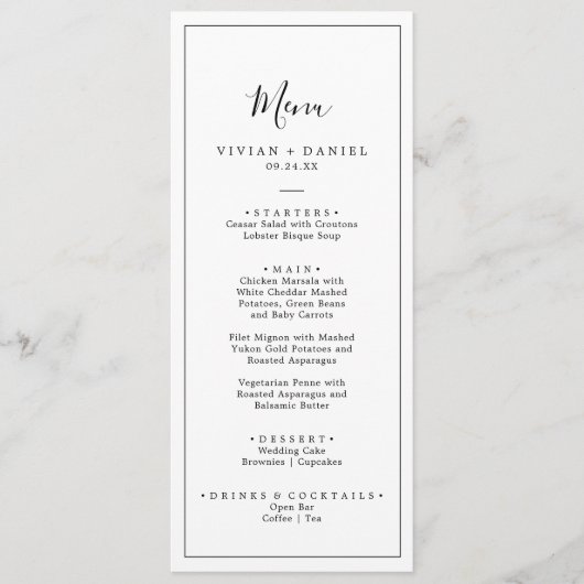 Minimalistisch menu Binddromen (Voorkant)