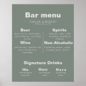 Minimalistisch menu Formele groene bruiloft met le Poster (Voorkant)