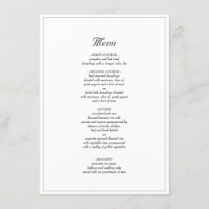 Minimalistisch menu Rustic Elegant Wedding Dinner