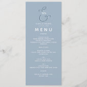 Minimalistisch menu Stusty Blue Wedding (Voorkant)