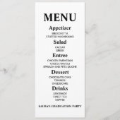 Minimalistisch menu van GraduPartij voedsel (Voorkant)