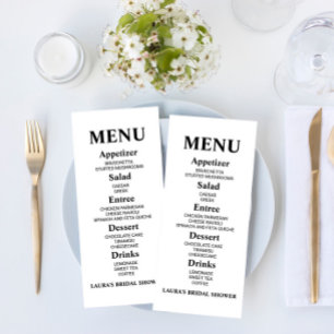 Minimalistisch menu Vrijgezellenfeest