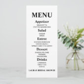 Minimalistisch menu Vrijgezellenfeest (Staand voorkant)