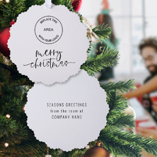 Minimalistisch Merry Christmas Script Logo Company Ornament Kaart