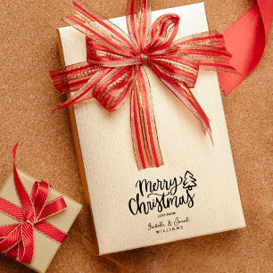 Minimalistisch Merry Christmas Tree Label Rubberstempel