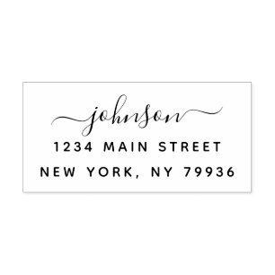 Minimalistisch met de hand geschreven retouradres 	rubberstempel