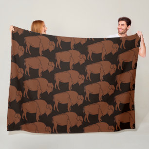Minimalistisch met de hand getekend Buffalo-patroo Fleece Deken
