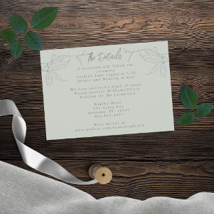 Minimalistisch met de hand getrokken wijnstokken S Informatiekaartje