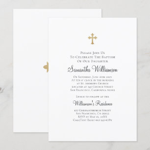 Minimalistisch met Faux Gold Cross Baptismal Kaart