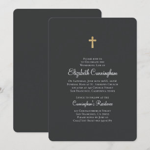 Minimalistisch met Faux Gold Cross Memorial Funera Kaart