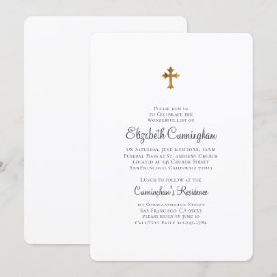 Minimalistisch met Faux Gold Cross Memorial Funera Kaart