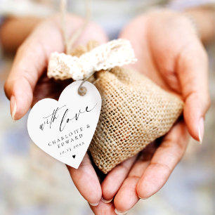 Minimalistisch met liefde bruiloft gunsten Labels