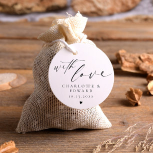 Minimalistisch met liefde bruiloft gunsten Labels