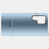 Minimalistisch metallic blauw achtergrond monogram samsung galaxy hoesje (Achterkant horizontaal)