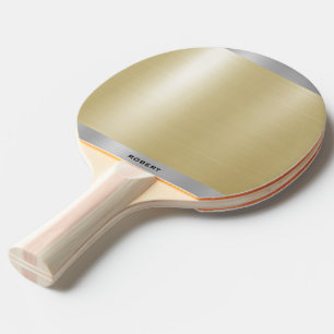 Minimalistisch Metallic Gold Silver-monogram Tafeltennisbatje