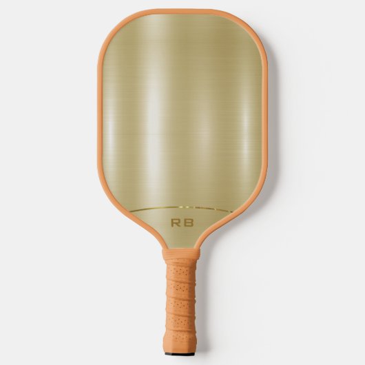 Minimalistisch metallic goud monogram pickleball paddle (Achterkant)