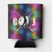 Minimalistisch Metallic Kleurrijke Golf Monogram O Blikjeskoeler (Voorkant)