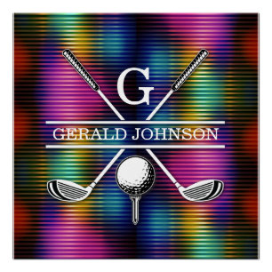 Minimalistisch Metallic Kleurrijke Golf Monogram O Perfect Poster