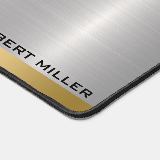 Minimalistisch metallic zilvergoud accent monogram bureaumat (Hoek)