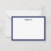 Minimalistisch middernachtblauw, enkele rand notitiekaartje (Voorkant)
