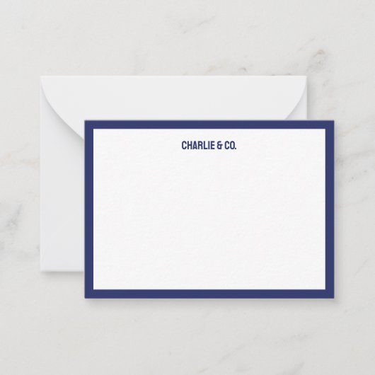 Minimalistisch middernachtblauw, enkele rand notitiekaartje (Voorkant)