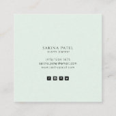 Minimalistisch Mint Professional Modern Vierkante Visitekaartje (Achterkant)