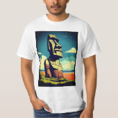Minimalistisch Moai T-shirt - Stijlvol Rapa Nui T- (Voorkant)