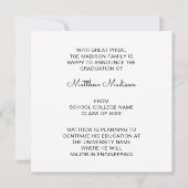 Minimalistisch Modern 1 Photo Square Afstuderen Aankondiging (Achterkant)