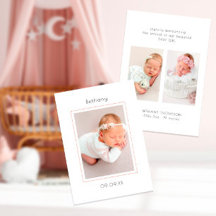 Minimalistisch Modern 3 Foto's Baby Aankondiging